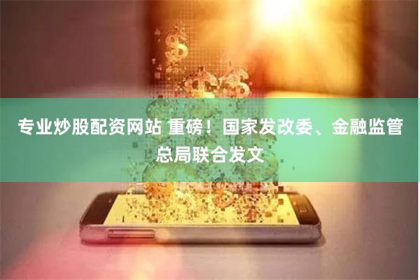 专业炒股配资网站 重磅！国家发改委、金融监管总局联合发文